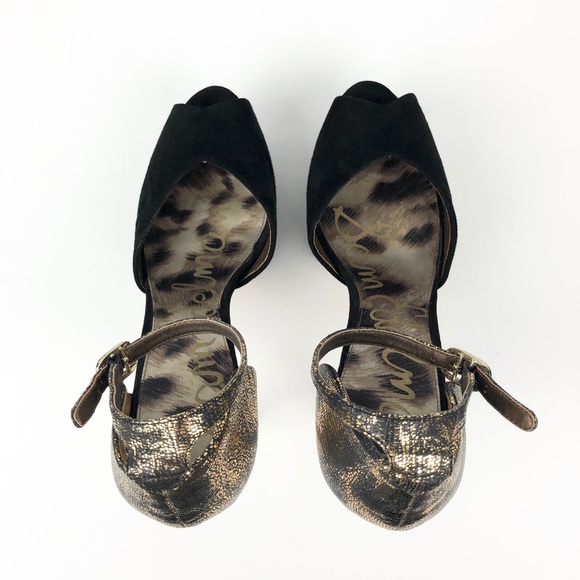 Sam Edelman 'Marina' Gold Flecked Peep-Toe Pump - Picture 6 of 16